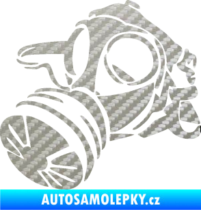 Samolepka Plynová maska levá 3D karbon stříbrný