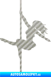 Samolepka Pole dance 001 levá tanec na tyči 3D karbon stříbrný