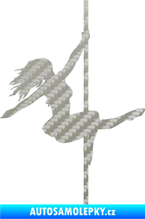 Samolepka Pole dance 001 pravá tanec na tyči 3D karbon stříbrný