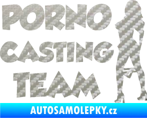 Samolepka Porno casting team  3D karbon stříbrný