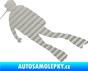 Samolepka Potápěč 006 levá 3D karbon stříbrný