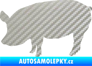 Samolepka Prase 001 levá 3D karbon stříbrný