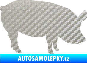 Samolepka Prase 001 pravá 3D karbon stříbrný