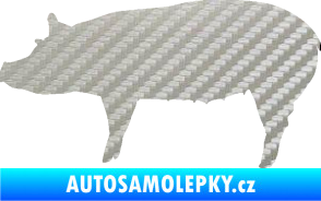 Samolepka Prase 002 levá 3D karbon stříbrný