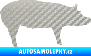 Samolepka Prase 002 pravá 3D karbon stříbrný
