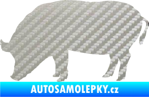 Samolepka Prase 004 levá 3D karbon stříbrný