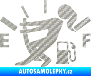 Samolepka Prázdná nádrž 002 palivoměr, varianta s ženou 3D karbon stříbrný
