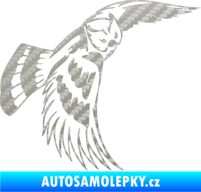 Samolepka Predators 081 pravá sova 3D karbon stříbrný