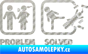 Samolepka Problem? Solved 001 3D karbon stříbrný