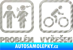 Samolepka Problém? Vyřešen 004 3D karbon stříbrný