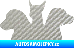 Samolepka Psi 001 levá skupinka 3D karbon stříbrný
