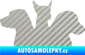 Samolepka Psi 001 pravá skupinka 3D karbon stříbrný