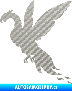 Samolepka Pták Fénix 001 levá 3D karbon stříbrný