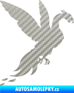 Samolepka Pták Fénix 001 pravá 3D karbon stříbrný