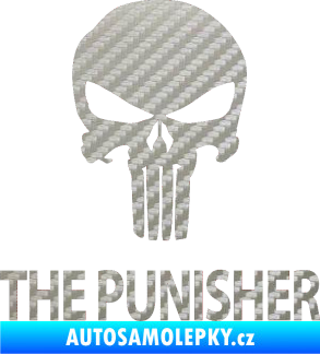Samolepka Punisher 002 s nápisem 3D karbon stříbrný
