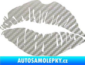 Samolepka Pusa 002 levá otisk rtů 3D karbon stříbrný