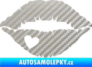 Samolepka Pusa 004 se srdíčkem levá 3D karbon stříbrný