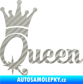Samolepka Queen 002 s korunkou 3D karbon stříbrný