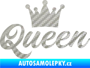 Samolepka Queen nápis s korunou 3D karbon stříbrný