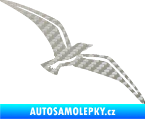 Samolepka Racek 001 pravá 3D karbon stříbrný