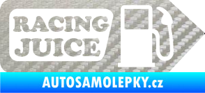 Samolepka Racing juice symbol tankování 3D karbon stříbrný