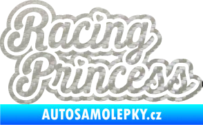 Samolepka Racing princess nápis 3D karbon stříbrný