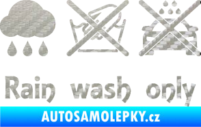 Samolepka Rain wash only nápis  3D karbon stříbrný