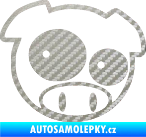 Samolepka Rally pig 001 pravá 3D karbon stříbrný
