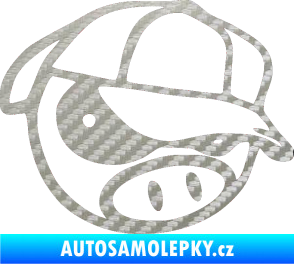 Samolepka Rally pig 003 pravá 3D karbon stříbrný