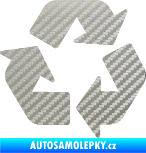 Samolepka Recyklace 001 symbol 3D karbon stříbrný