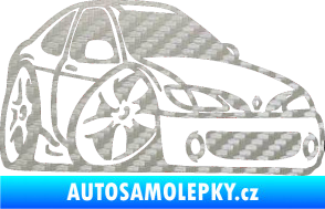 Samolepka Renault Megane karikatura pravá 3D karbon stříbrný