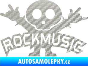 Samolepka Rock music fanda 3D karbon stříbrný