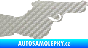 Samolepka Ruka s pistolí 001 pravá ruce vzhůru 3D karbon stříbrný
