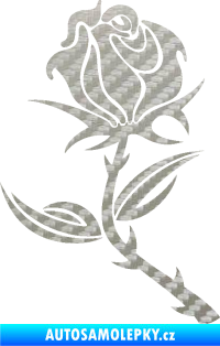 Samolepka Růže 002 levá 3D karbon stříbrný