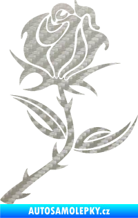 Samolepka Růže 002 pravá 3D karbon stříbrný