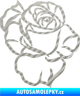 Samolepka Růže 006 pravá 3D karbon stříbrný