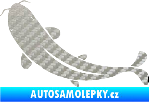 Samolepka Ryba 001 levá 3D karbon stříbrný