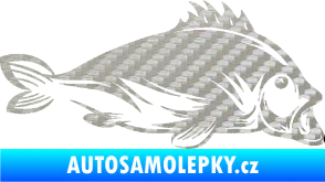 Samolepka Ryba 003 pravá 3D karbon stříbrný