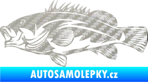 Samolepka Ryba 005 levá 3D karbon stříbrný