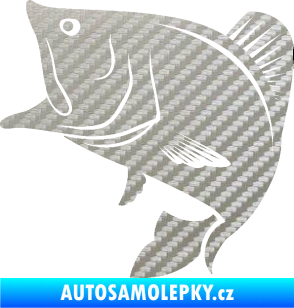 Samolepka Ryba 009 levá 3D karbon stříbrný