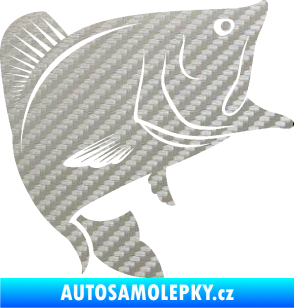 Samolepka Ryba 009 pravá 3D karbon stříbrný