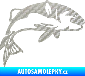 Samolepka Ryba 010 pravá 3D karbon stříbrný