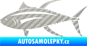 Samolepka Ryba 013 levá tuňák 3D karbon stříbrný