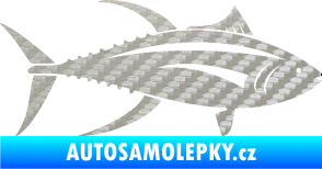 Samolepka Ryba 013 pravá tuňák 3D karbon stříbrný