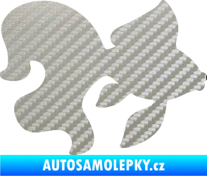 Samolepka Ryba 019 pravá závojnatka 3D karbon stříbrný