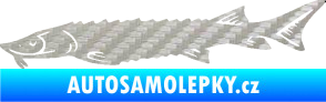 Samolepka Ryba 020 levá jeseter 3D karbon stříbrný