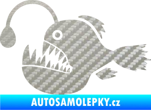 Samolepka Ryba 022 levá mořský ďas s lampičkou 3D karbon stříbrný