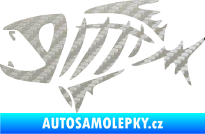 Samolepka Ryba kostra  007 levá 3D karbon stříbrný