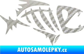 Samolepka Ryba kostra  007 pravá 3D karbon stříbrný