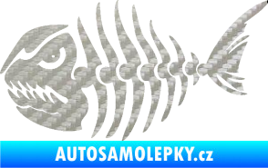 Samolepka Ryba kostra 004 levá 3D karbon stříbrný